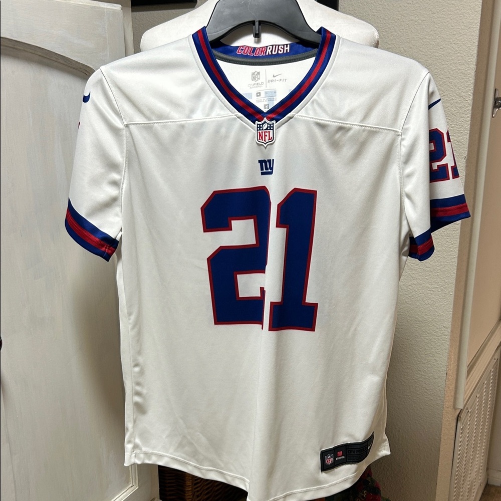NFL Giants White Jersey with Blue and Red #21 Collins